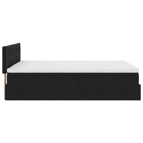 Otomanski krevet s madracem&LED crni 140x190 cm baršunasti - Crna 140 x 190 cm Blok s kvadratima Cijena