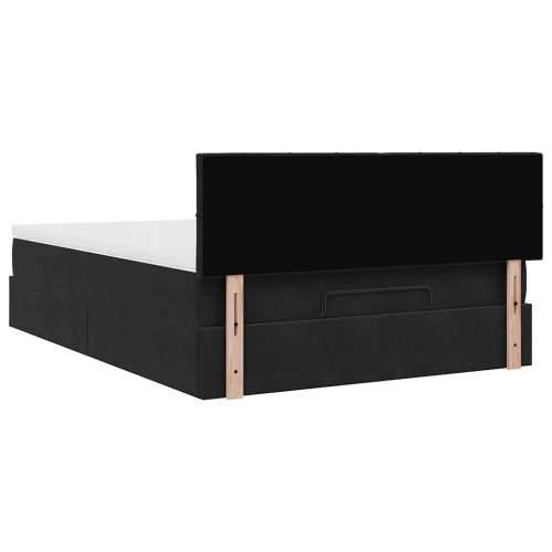 Otomanski krevet s madracem&LED crni 140x190 cm baršunasti - Crna 140 x 190 cm Blok s kvadratima Cijena