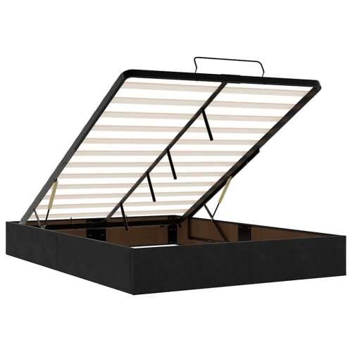 Otomanski krevet s madracem&LED crni 140x190 cm baršunasti - Crna 140 x 190 cm Blok s kvadratima Cijena