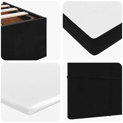 Otomanski krevet s madracem&LED crni 140x190 cm baršunasti - Crna 140 x 190 cm Blok s kvadratima Cijena