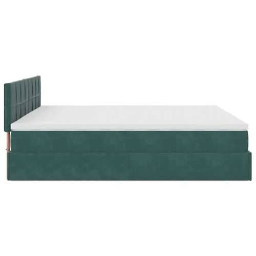 Otomanski krevet s madracem&LED 180x200 cm baršunasti - Tamnozelena 180 x 200 cm Blok s kvadratima Cijena