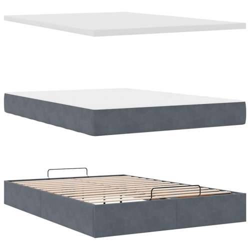 Otomanski krevet s madracem&LED tamnosivi 140x190 cm baršunasti - Tamno siva 140 x 190 cm gumbi Cijena