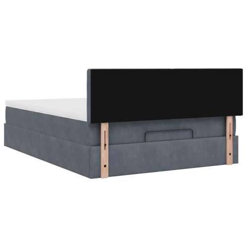Otomanski krevet s madracem&LED tamnosivi 140x190 cm baršunasti - Tamno siva 140 x 190 cm gumbi Cijena