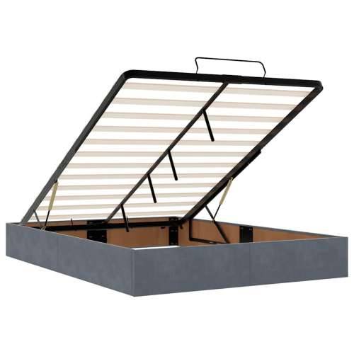 Otomanski krevet s madracem&LED tamnosivi 140x190 cm baršunasti - Tamno siva 140 x 190 cm gumbi Cijena