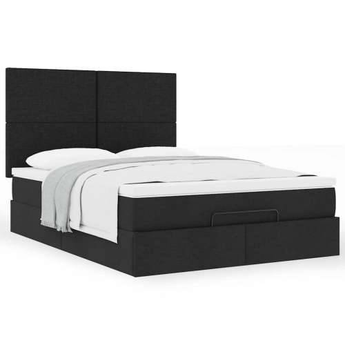 Otomanski krevet s madracem crni 140x190cm od tkanine - Crna 140 x 190 cm Gladak dizajn Cijena