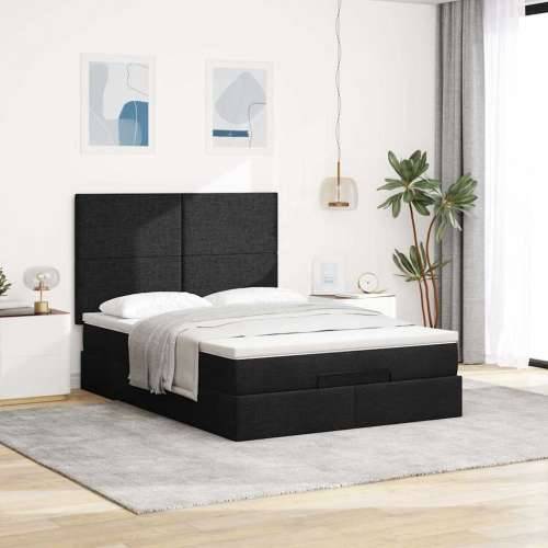 Otomanski krevet s madracem crni 140x190cm od tkanine - Crna 140 x 190 cm Gladak dizajn Cijena