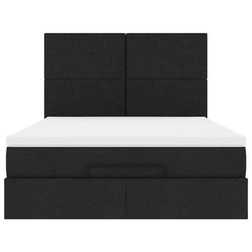 Otomanski krevet s madracem crni 140x190cm od tkanine - Crna 140 x 190 cm Gladak dizajn Cijena