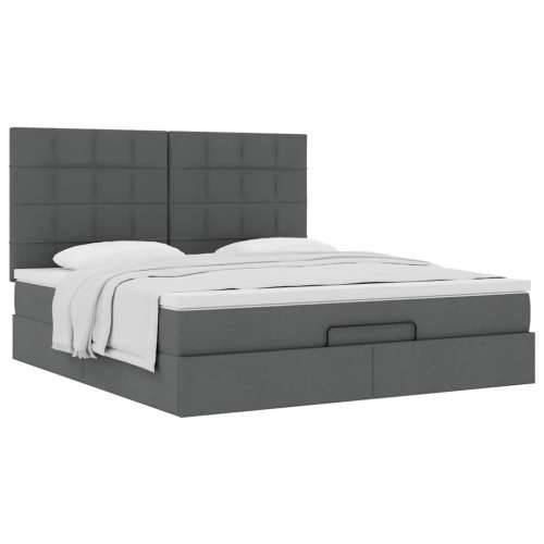Otomanski krevet s madracem tamnosivi 180x200cm od tkanine - Tamno siva 180 x 200 cm Blok s kvadratima Cijena
