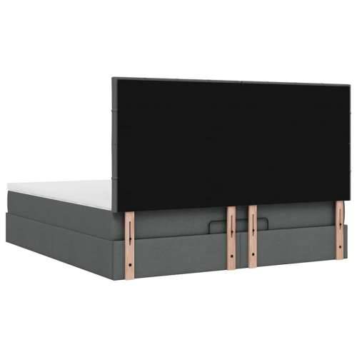 Otomanski krevet s madracem tamnosivi 180x200cm od tkanine - Tamno siva 180 x 200 cm Blok s kvadratima Cijena