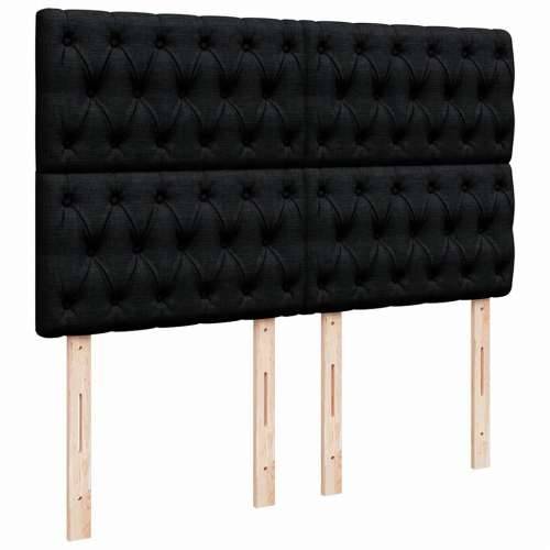 Otomanski krevet s madracem crni 140x190cm od tkanine - Crna 140 x 190 cm Dizajn s gumbima Cijena
