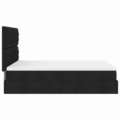 Otomanski krevet s madracem crni 140x190cm od tkanine - Crna 140 x 190 cm Dizajn s gumbima Cijena