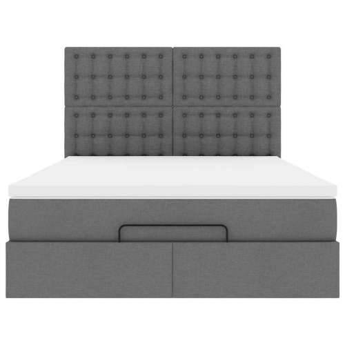 Otomanski krevet s madracem tamnosivi 140x190cm od tkanine - Tamno siva 140 x 190 cm gumbi Cijena