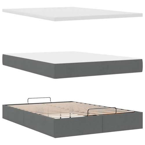Otomanski krevet s madracem tamnosivi 140x190cm od tkanine - Tamno siva 140 x 190 cm gumbi Cijena