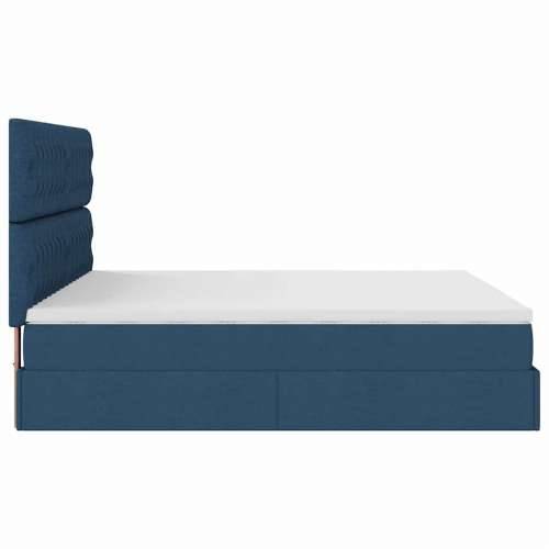 Otomanski krevet s madracem i LED plavi 180x200cm od tkanine - Plava 180 x 200 cm Dizajn s gumbima Cijena