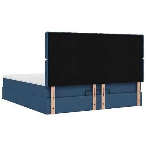 Otomanski krevet s madracem i LED plavi 180x200cm od tkanine - Plava 180 x 200 cm Dizajn s gumbima Cijena