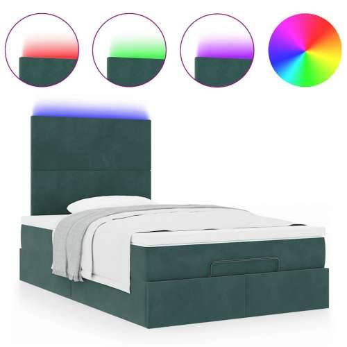 Otomanski krevet s madracima&LED tamnozeleni 120x200cm baršun - Tamnozelena 120 x 200 cm Gladak dizajn Cijena