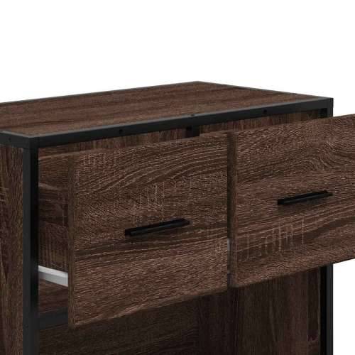 Noćni ormarić smeđi hrast 60x31x60 cm Konstruirano drvo i metal - Smeđi hrast 1 Cijena
