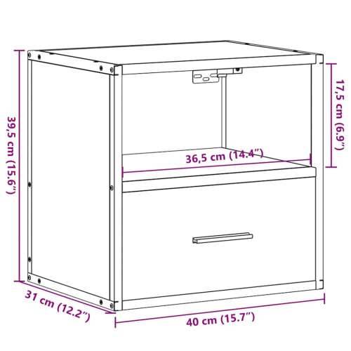 Zidni noćni ormarić Sivi Sonoma 40x31x39,5 cm - Sivi hrast sonoma 1 Cijena