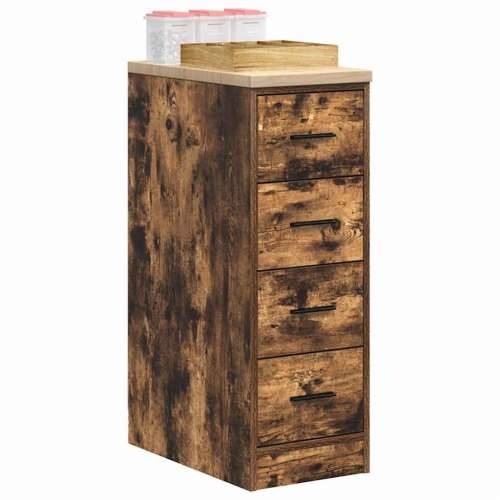 Garažni ormar za odlaganje 30x51x85 cm masivne borovine - Dimljeni hrast 30 x 51 x 85 cm 1 4 ladice 4 zásuvky Cijena