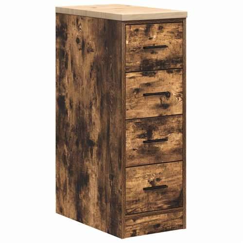 Garažni ormar za odlaganje 30x51x85 cm masivne borovine - Dimljeni hrast 30 x 51 x 85 cm 1 4 ladice 4 zásuvky Cijena