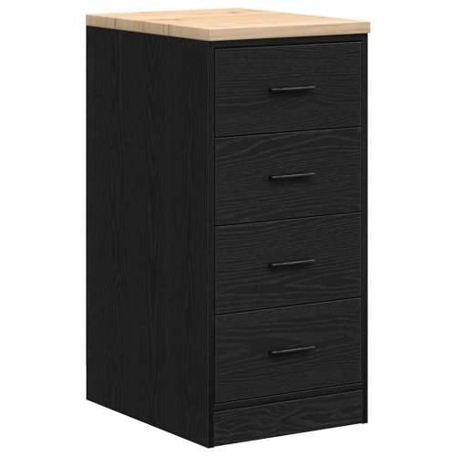Garažni ormar za odlaganje crni 40x51x85 cm masivne borovine - Crna 40 x 51 x 85 cm 1 4 ladice 4 zásuvky Cijena