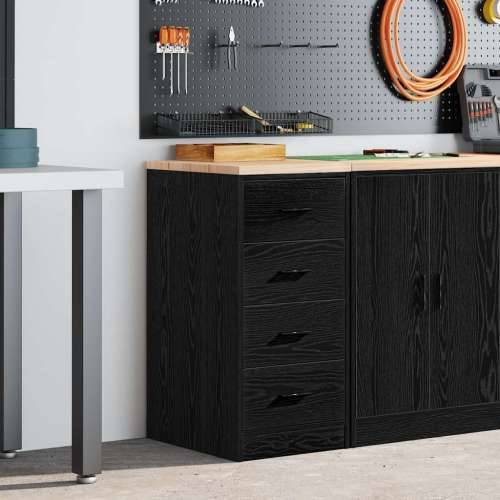 Garažni ormar za odlaganje crni 40x51x85 cm masivne borovine - Crna 40 x 51 x 85 cm 1 4 ladice 4 zásuvky Cijena