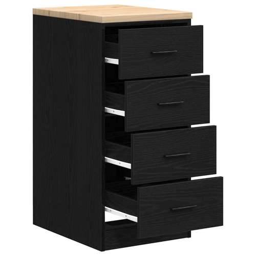 Garažni ormar za odlaganje crni 40x51x85 cm masivne borovine - Crna 40 x 51 x 85 cm 1 4 ladice 4 zásuvky Cijena