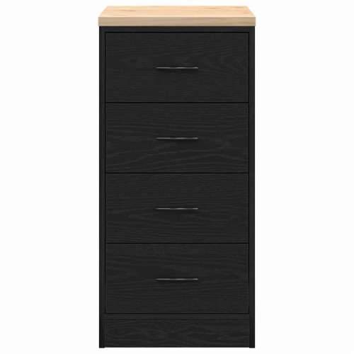 Garažni ormar za odlaganje crni 40x51x85 cm masivne borovine - Crna 40 x 51 x 85 cm 1 4 ladice 4 zásuvky Cijena