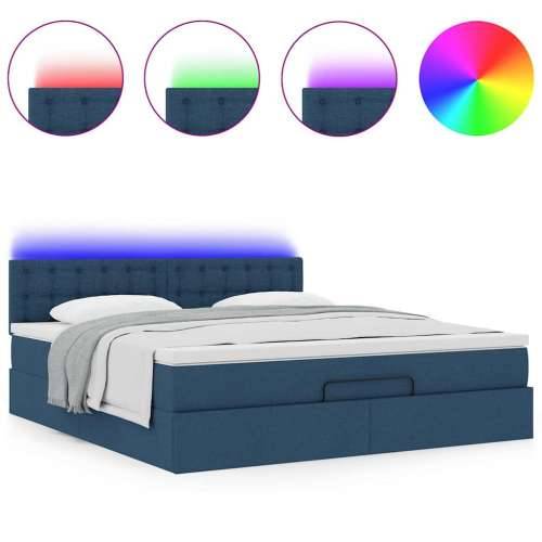 Otomanski krevet s madracem i LED plavi 180x200cm od tkanine - Plava 180 x 200 cm gumbi Cijena