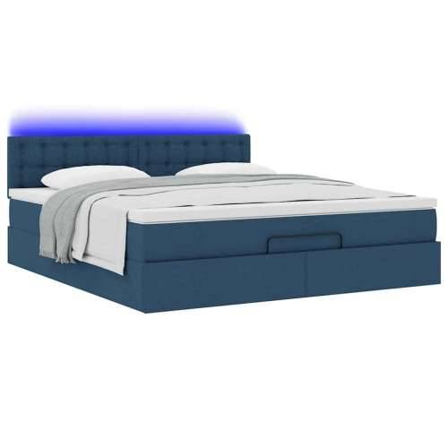 Otomanski krevet s madracem i LED plavi 180x200cm od tkanine - Plava 180 x 200 cm gumbi Cijena