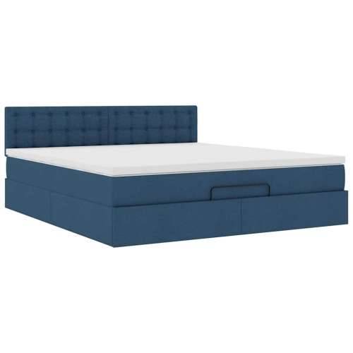 Otomanski krevet s madracem i LED plavi 180x200cm od tkanine - Plava 180 x 200 cm gumbi Cijena