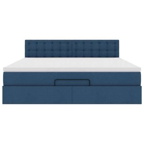 Otomanski krevet s madracem i LED plavi 180x200cm od tkanine - Plava 180 x 200 cm gumbi Cijena