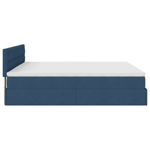 Otomanski krevet s madracem i LED plavi 180x200cm od tkanine - Plava 180 x 200 cm gumbi Cijena