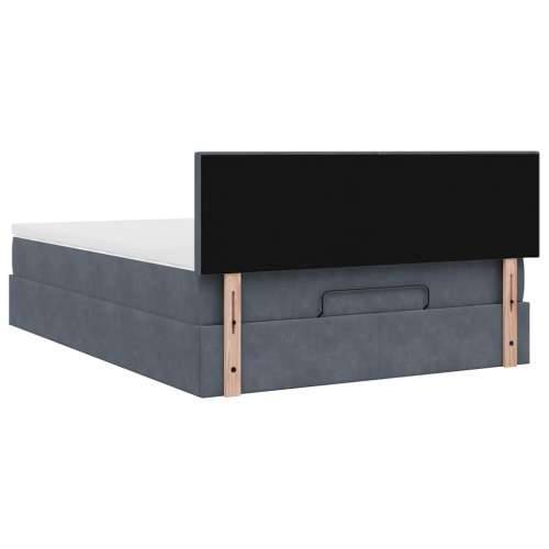 Otomanski krevet s madracem&LED tamnosivi 140x190 cm baršunasti - Tamno siva 140 x 190 cm Gladak dizajn Cijena
