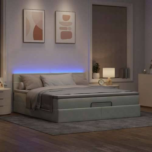 Otomanski krevet s madracem&LED 180x200cm baršunasti - Svjetlosiva 180 x 200 cm Blok s kvadratima Cijena