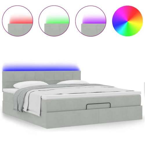 Otomanski krevet s madracem&LED 180x200cm baršunasti - Svjetlosiva 180 x 200 cm Blok s kvadratima Cijena