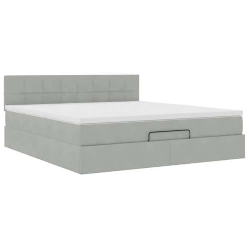 Otomanski krevet s madracem&LED 180x200cm baršunasti - Svjetlosiva 180 x 200 cm Blok s kvadratima Cijena