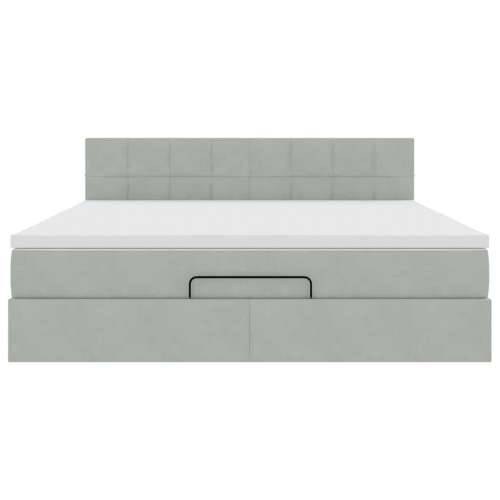 Otomanski krevet s madracem&LED 180x200cm baršunasti - Svjetlosiva 180 x 200 cm Blok s kvadratima Cijena