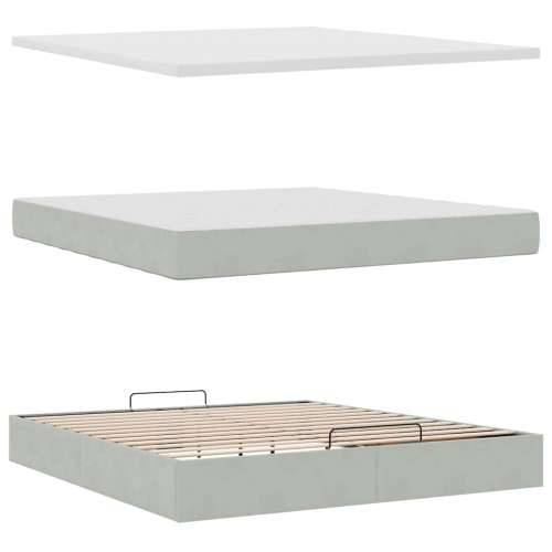 Otomanski krevet s madracem&LED 180x200cm baršunasti - Svjetlosiva 180 x 200 cm Blok s kvadratima Cijena
