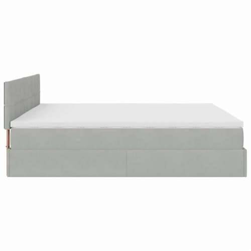 Otomanski krevet s madracem&LED 180x200cm baršunasti - Svjetlosiva 180 x 200 cm Blok s kvadratima Cijena