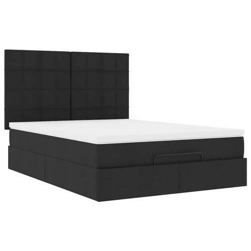 Otomanski krevet s madracem i LED crni 140x190 cm tkanine - Crna 140 x 190 cm Blok s kvadratima Cijena
