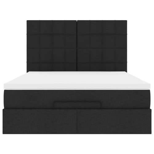 Otomanski krevet s madracem i LED crni 140x190 cm tkanine - Crna 140 x 190 cm Blok s kvadratima Cijena