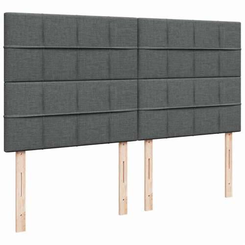 Otomanski krevet s madracem i LED tamnosivi 160x200cm tkanine - Tamno siva 160 x 200 cm Blok s kvadratima Cijena