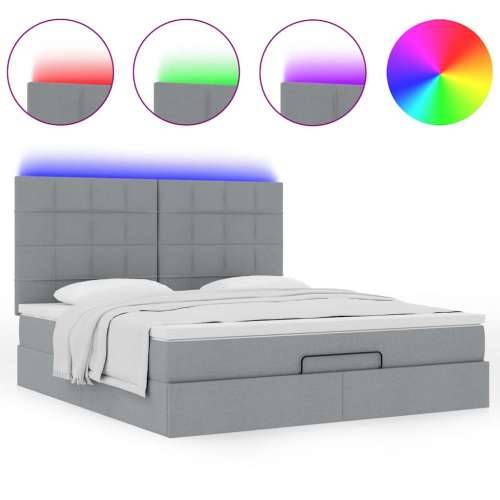 Otomanski krevet s madracem&LED svijetlosivi 180x200cm tkanine - Svjetlosiva 180 x 200 cm Blok s kvadratima Cijena