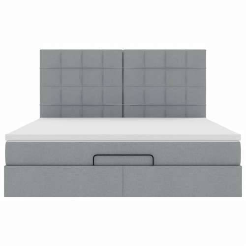 Otomanski krevet s madracem&LED svijetlosivi 180x200cm tkanine - Svjetlosiva 180 x 200 cm Blok s kvadratima Cijena