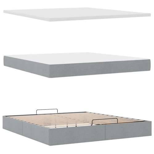 Otomanski krevet s madracem&LED svijetlosivi 180x200cm tkanine - Svjetlosiva 180 x 200 cm Blok s kvadratima Cijena