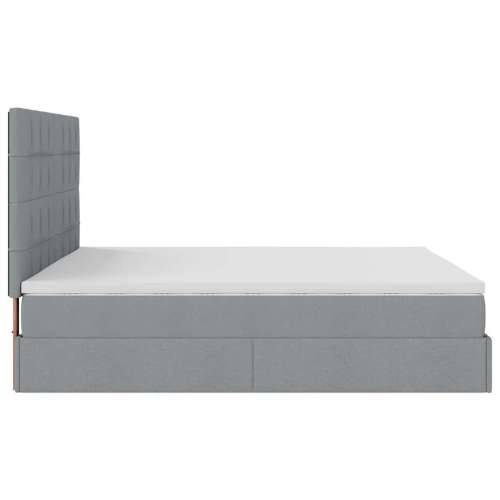 Otomanski krevet s madracem&LED svijetlosivi 180x200cm tkanine - Svjetlosiva 180 x 200 cm Blok s kvadratima Cijena