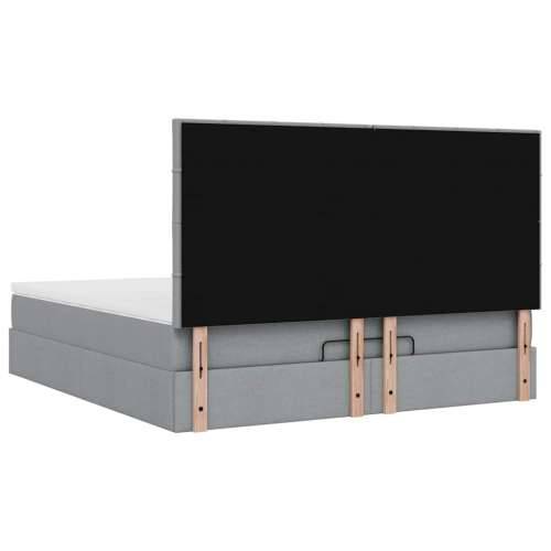 Otomanski krevet s madracem&LED svijetlosivi 180x200cm tkanine - Svjetlosiva 180 x 200 cm Blok s kvadratima Cijena