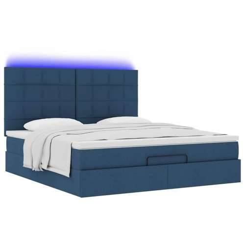 Otomanski krevet s madracem i LED plavi 180x200cm od tkanine - Plava 180 x 200 cm Blok s kvadratima Cijena