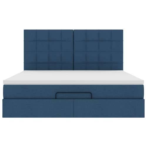 Otomanski krevet s madracem i LED plavi 180x200cm od tkanine - Plava 180 x 200 cm Blok s kvadratima Cijena